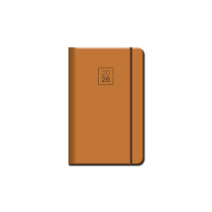 Mini diary A6 FLORENCIA brown with elastic band 2026 - Reklamnepredmety