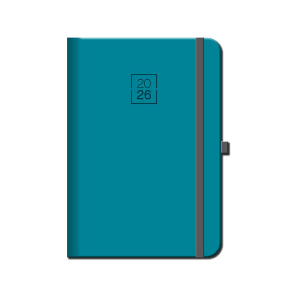 Weekly diary A5 FLORENCIA turquoise with elastic band 2026