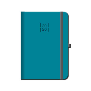 Weekly diary A5 FLORENCIA turquoise with elastic band 2026 - Reklamnepredmety