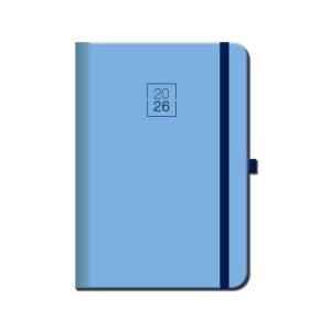Weekly diary A5 FLORENCIA light blue with elastic band 2026 - Reklamnepredmety