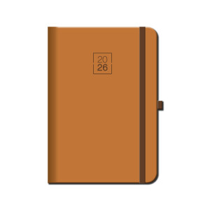 Weekly diary A5 FLORENCIA brown with elastic band 2026 - Reklamnepredmety