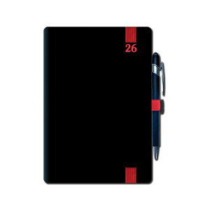 Weekly diary A5 ELASTIC red 2026 - Reklamnepredmety