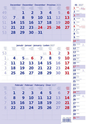 Three-month calendar blue with notes - Reklamnepredmety
