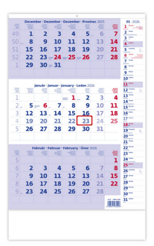 Three-month calendar blue with notes - Reklamnepredmety