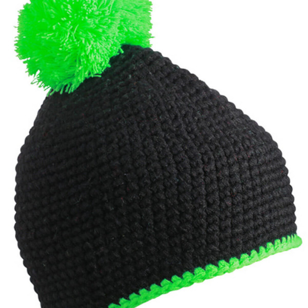 MB7964 Pompon Hat with Contrast Stripe