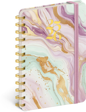 NOTIQUE Petito Spiral 18-Month Diary – Pink Marble 2025/2026, 13 x 18 cm - Reklamnepredmety