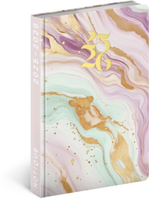NOTIQUE 18-month diary Petito – Pink marble 2025/2026, 11 x 17 cm - Reklamnepredmety