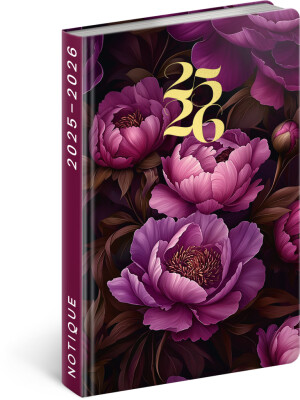 NOTIQUE 18-month diary Petito – Purple flowers 2025/2026, 11 x 17 cm - Reklamnepredmety