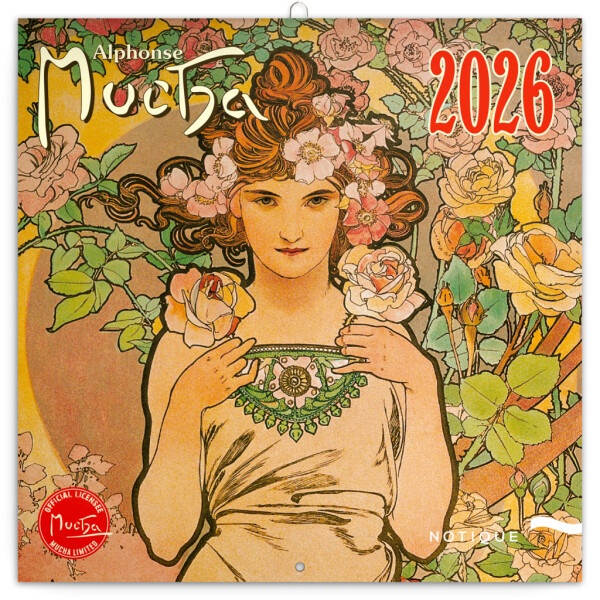 NOTIQUE Notepad Alfons Mucha 2026, 30 x 30 cm