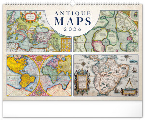 NOTIQUE Wall calendar Old Maps 2026, 48 x 33 cm - Reklamnepredmety