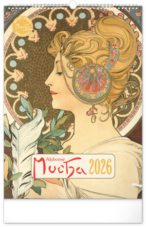 NOTIQUE Wall Calendar Alfons Mucha 2026, 33 x 46 cm - Reklamnepredmety