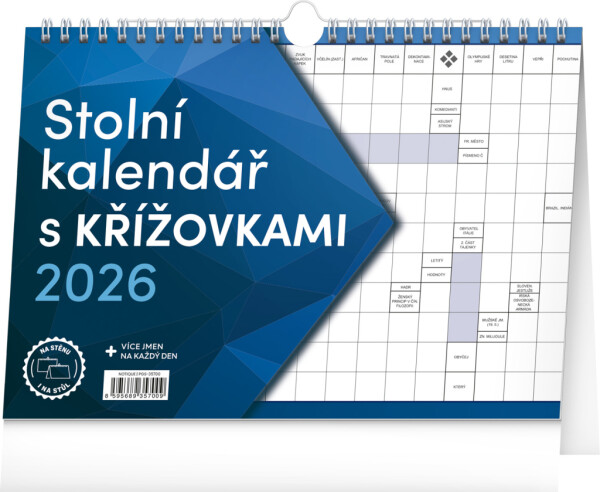 NOTIQUE Desk calendar with crossword puzzles with hook CZ 2026, 30 x 21 cm