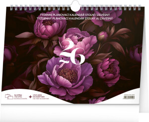NOTIQUE Weekly planner calendar Purple flowers 2026, 30 x 21 cm - Reklamnepredmety