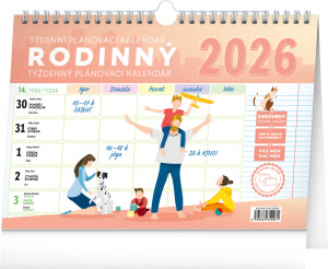 NOTIQUE Weekly family planning calendar with hook CZ/SK 2026, 30 x 21 cm - Reklamnepredmety