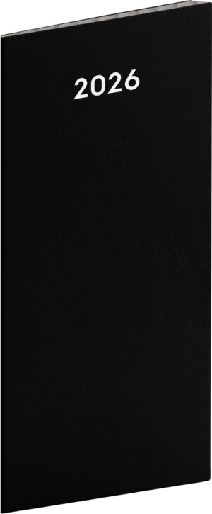 NOTIQUE Pocket diary Black 2026, monthly planner, 8 x 18 cm - Reklamnepredmety