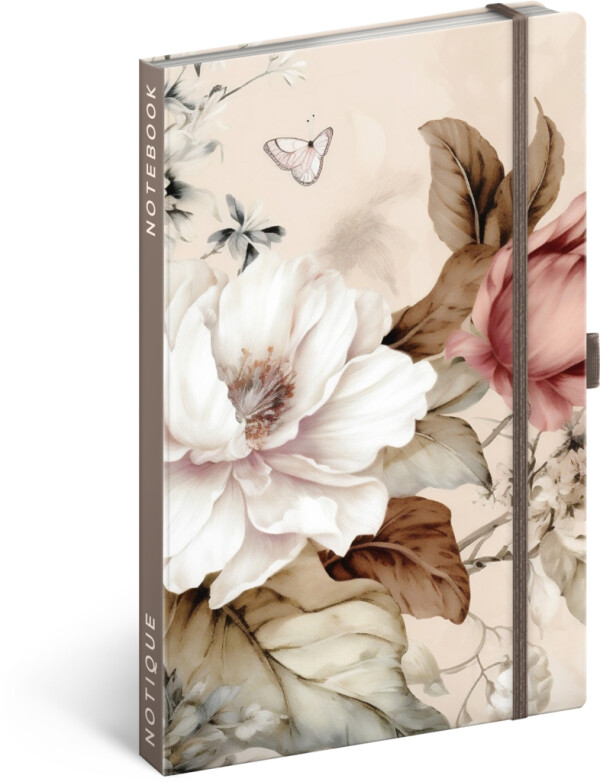 NOTIQUE Notes Powder Flowers, lined, 13 x 21 cm