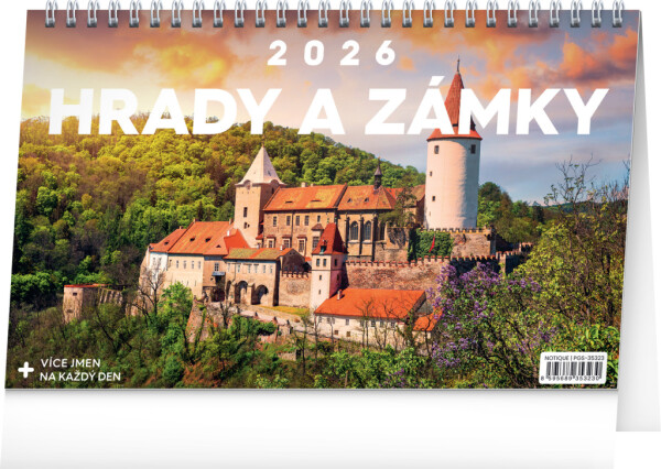 NOTIQUE Desk calendar Castles and chateaux CZ 2026, 23.1 x 14.5 cm
