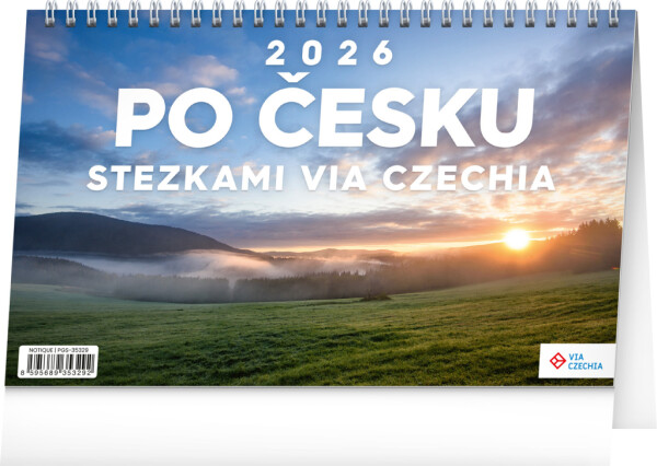 NOTIQUE Desk calendar Around the Czech Republic on the trails Via Czechia CZ 2026, 23.1 x 14.5 cm