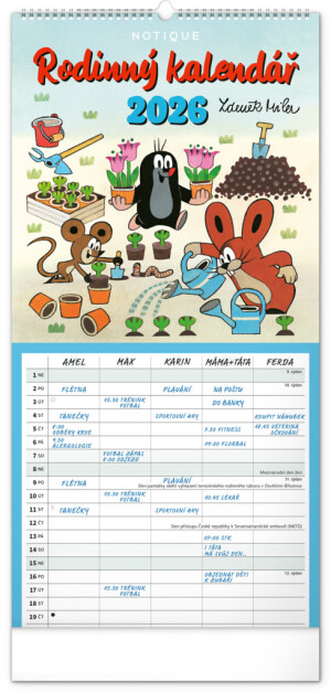 NOTIQUE Wall calendar Family planning Mole CZ 2026, 21 x 42 cm - Reklamnepredmety
