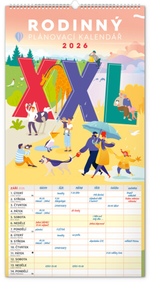 NOTIQUE Wall Calendar Family Planning XXL CZ 2026, 33 x 64 cm - Reklamnepredmety