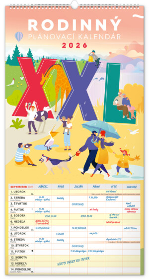 NOTIQUE Wall Calendar Family Planning XXL 2026, 33 x 64 cm - Reklamnepredmety