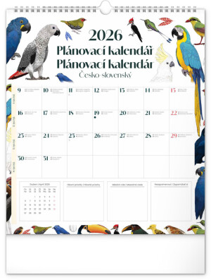 NOTIQUE Wall planner calendar Animalium CZ/SK 2026, 30 x 34 cm - Reklamnepredmety