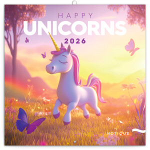 NOTIQUE Notepad Happy Unicorns 2026, 30 x 30 cm - Reklamnepredmety