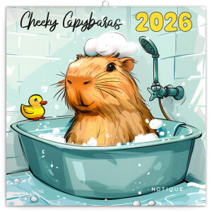 NOTIQUE Memo calendar Mischievous capybaras 2026, 30 x 30 cm - Reklamnepredmety