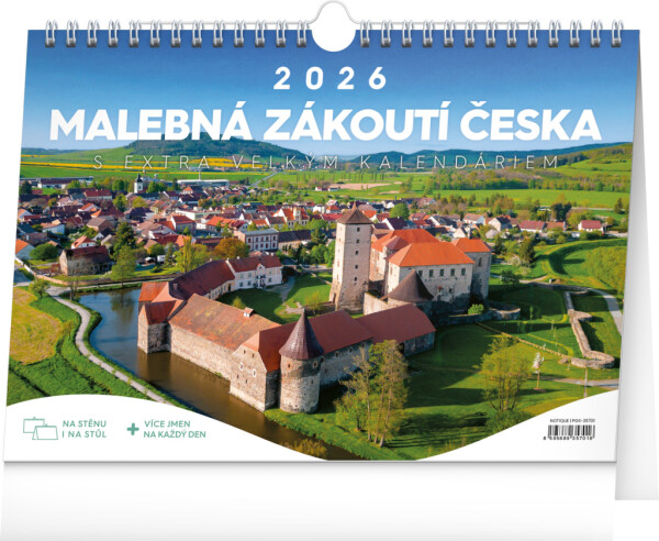 NOTIQUE Desk calendar Picturesque corners of the Czech Republic CZ 2026 with extra large calendar, 30 x 21 cm