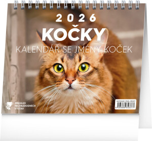 NOTIQUE Desk calendar Cats - with cat names CZ 2026, 16.5 x 13 cm - Reklamnepredmety