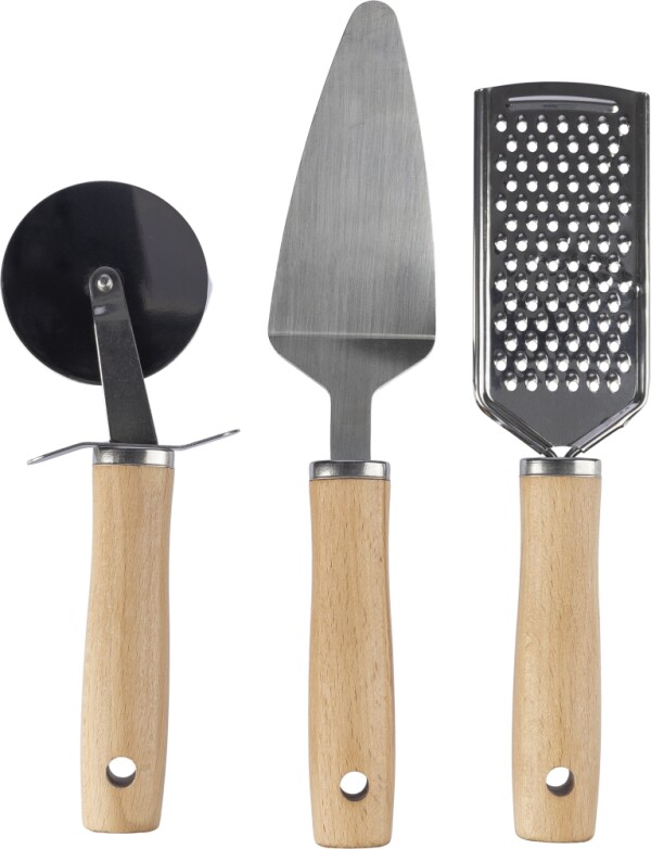 Metal and wooden kitchen tool set