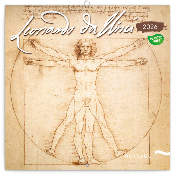 NOTIQUE Notepad Leonardo da Vinci 2026, 30 x 30 cm