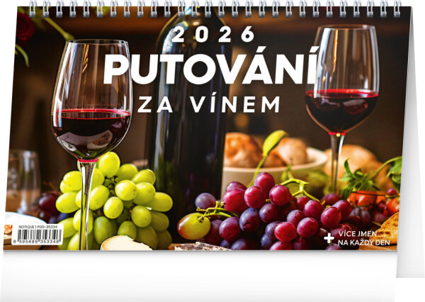 NOTIQUE Desk calendar Wine Journey CZ 2026, 23.1 x 14.5 cm