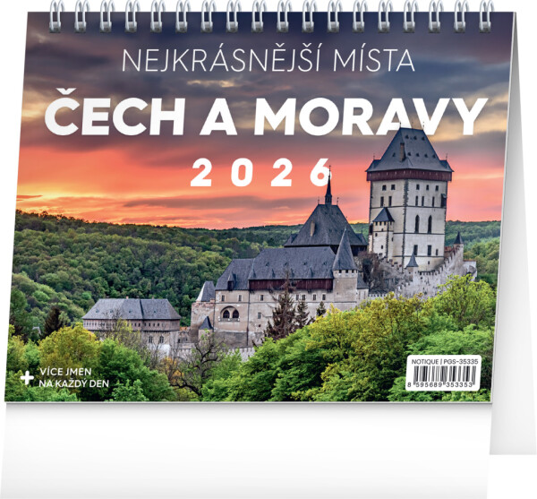 NOTIQUE Desk calendar The most beautiful places in Bohemia and Moravia CZ 2026, 16.5 x 13 cm