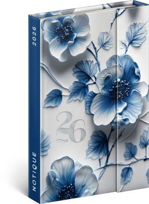 NOTIQUE Weekly Magnetic Diary Porcelain Flower 2026, 11 x 16 cm - Reklamnepredmety