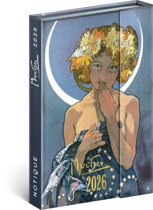 NOTIQUE Týdenní magnetický diář Alfons Mucha 2026, 11 x 16 cm - Reklamnepredmety