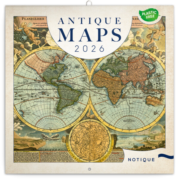 NOTIQUE Notepad Old Maps 2026, 30 x 30 cm