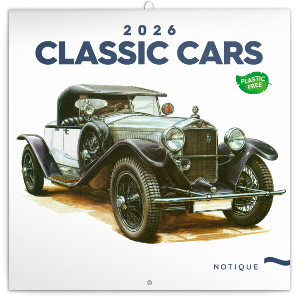 NOTIQUE Classic Cars Notepad – Václav Zapadlík 2026, 30 x 30 cm