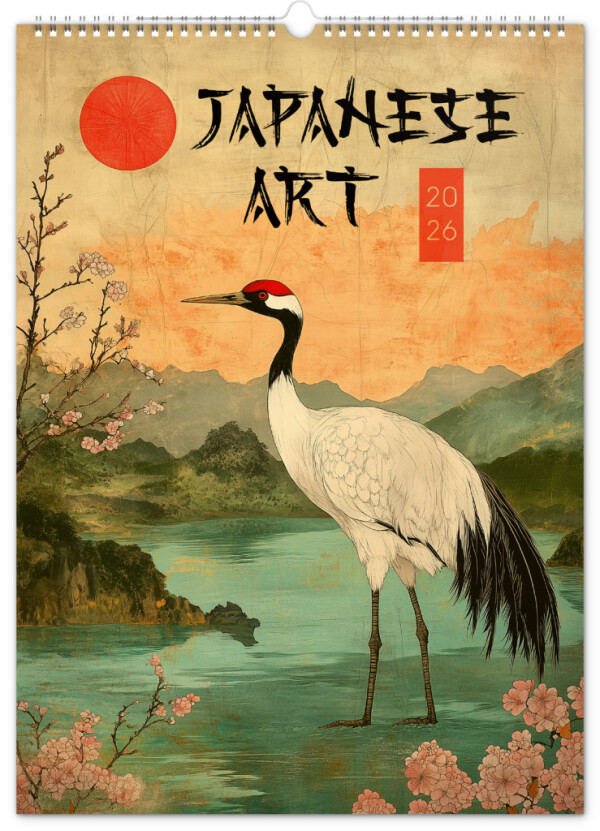 NOTIQUE Wall Calendar Vintage Posters - Japanese Art 2026, 33 x 46 cm