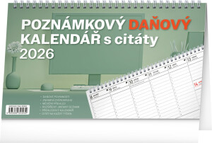 NOTIQUE Desk calendar Note tax with quotes CZ 2026, 25 x 14.5 cm - Reklamnepredmety
