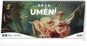 NOTIQUE Stolový kalendár Umenie CZ 2026 – 14-dňový, 33 x 14,5 cm - Reklamnepredmety