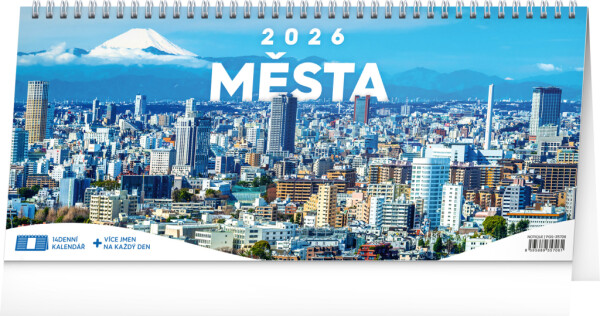 NOTIQUE Desk Calendar Cities CZ 2026 – 14-day, 33 x 14.5 cm