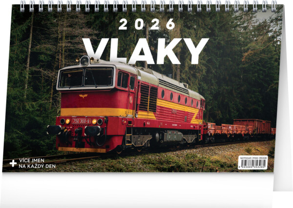 NOTIQUE Desk calendar Trains CZ 2026, 23.1 x 14.5 cm