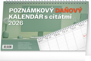 NOTIQUE Desk Calendar Note Tax with Quotes 2026, 25 x 14.5 cm - Reklamnepredmety