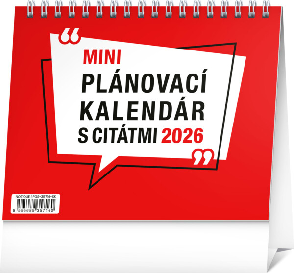 NOTIQUE Desk Calendar Planner with Quotes 2026, 16.5 x 13 cm