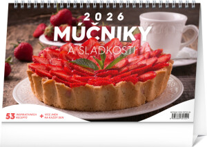 NOTIQUE Stolový kalendár Múčniky a sladkosti 2026, 23,1 x 14,5 cm - Reklamnepredmety