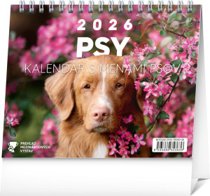NOTIQUE Stolový kalendár Psy – s menami psov 2026, 16,5 x 13 cm - Reklamnepredmety