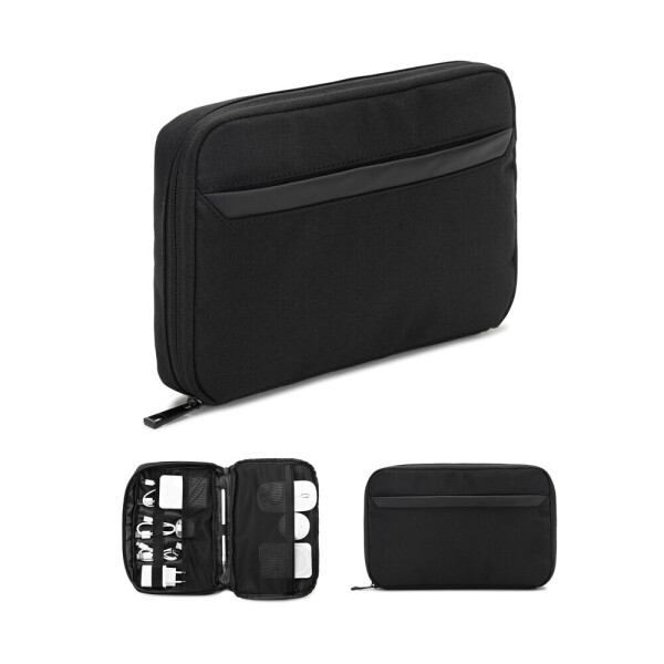 YANGON. Spacious organiser bag for tech accessories in twill with water-repellent coating
