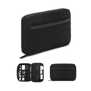 YANGON. Spacious organiser bag for tech accessories in twill with water-repellent coating - Reklamnepredmety