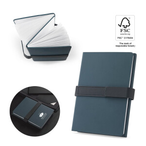 SANDERSON. A5 notepad in PU (50% recycled) with two blocks: lined pages and plain pages - Reklamnepredmety